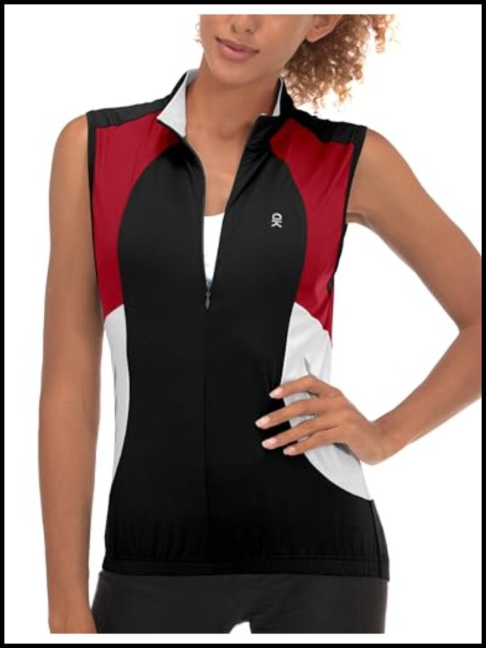 Women's Half Zip Breathable Cycling Vest Reflective Sleeveless Jersey 4 Pockets